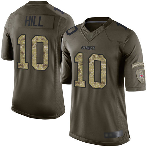 Men Kansas City Chiefs #10 Hill Tyreek Limited Green Salute to Service Football Nike NFL Jersey